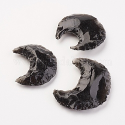 Natural Obsidian Home Display Decorations, Moon, 27~46x23~40x5~17mm