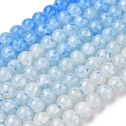 Rociar perlas de vidrio pintado hebras, redondo, cielo azul profundo, 10.5mm, agujero: 1 mm, aproximamente 81 pcs / cadena, 29.92 pulgada (76 cm)