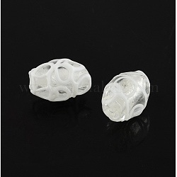 Handmade Lampwork Beads, Oval, White, 16x11mm, Hole: 1.4~1.6mm
