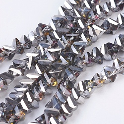Galvanisieren Glasperlen, halb plattiert, facettiert, Dreieck, Silbern Plattiert Versilbert, 4.5x5x6 mm, Bohrung: 1 mm, ca. 100 Stk. / Strang, 13.7 Zoll (35 cm)