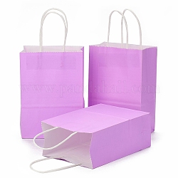 Sacs en papier kraft, sacs-cadeaux, sacs à provisions, avec poignées, Prune, 15x8x21 cm