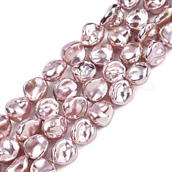 ABS-Kunststoff-Perlenstränge, ab Farbe plattiert, Nuggets, rosigbraun, 12.5~13x10.5x6 mm, Bohrung: 0.6 mm, ca. 42 Stk. / Strang, 14.96 Zoll ~ 15.35 Zoll (38~39 cm)