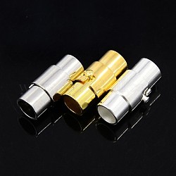 Brass Locking Tube Magnetic Clasps, Column, Mixed Color, 15x7mm, Hole: 4.8mm