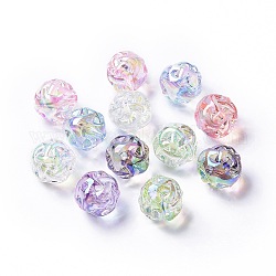 Transparente Acryl Perlen, ab Farbe plattiert, Runde, Mischfarbe, 15x15x15 mm, Bohrung: 2.1 mm