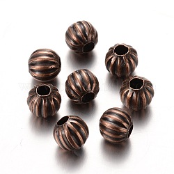 Iron Spacer Beads, Nickel Free, Pumpkin, Red Copper, about 6mm in diameter, hole:2mm