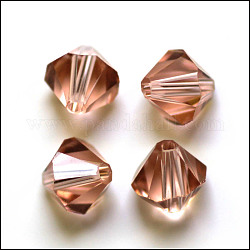 Имитация австрийских кристаллов, класс AAA, граненые, двухконусные, розовые, 4.55x5 мм, отверстие : 0.7~0.9 мм