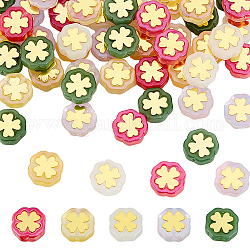DICOSMETIC 60Pcs 5 Colors Lucky Clover Bead Lampwork Glass Bead Four Leaf Clover Bead Millefiori Glass Loose Spacer Bead Golden Plated Brass Bead for Saint Patrick's Day DIY Jewelry Making, Hole: 1mm