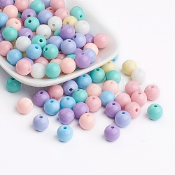 Perles acryliques opaques, ronde, couleur mixte, 10mm, Trou: 2mm, environ 1820 pcs/1000 g