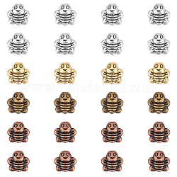 Perles en alliage de style tibétain, sans plomb et sans cadmium, abeilles, couleur mixte, 9x9x4mm, Trou: 1mm, 4 couleurs, 60 pcs / couleur, 240 pcs / boîte