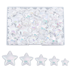 arricraft 176 Pcs 5 Sizes Star Pearl Cabochon, Flat Back Imitation Pearl Beads AB Color Plated Acrylic Pearl Cabochon for Nail Craft Scrapbook DIY Decoration