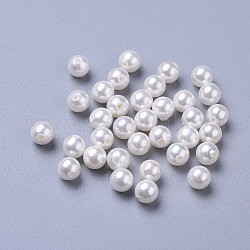 Shell Pearl Beads, Half Drilled Beads, Polished, Round, White, 6mm, Hole: 1mm