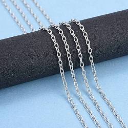 Chaînes de câbles en 201 acier inoxydable, non soudée, avec bobine, ovale, pour le bricolage fabrication de bijoux, couleur inoxydable, 3x2x0.5mm, environ 32.81 pied (10 m)/rouleau