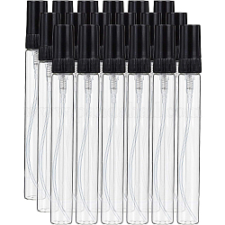 BENECREAT 25PCS 10ml Mini Glass Fine Mist Spray Tubes Transparent Travel Empty Perfume Bottles with Black Lids for Perfume, Toiletries Liquid, Cosmetic