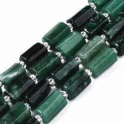 Fili di perle di quarzo smeraldo naturale, con perline semi, colonna sfaccettata, 9~14x5~7x5~6mm, Foro: 1.2 mm, circa 15~17pcs/filo, 7.09 pollice (18 cm)