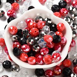Perles en verre, facette, rondelle, couleur d'argent, 10x8mm, Trou: 1mm, environ 67 pcs/60 g