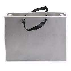 Прямоугольные бумажные пакеты, с ручками, для подарочных пакетов и сумок, серебряные, 26x35x0.6 см
