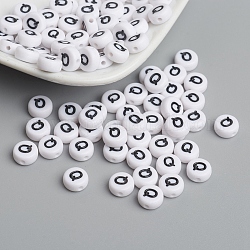 Acryl-Perlen, mit horizontalem Loch, Buchstabe, Flachrund, letter.q, 7x4 mm, Bohrung: 1 mm, ca. 3500 Stk. / 500 g