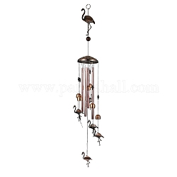 Carillons éoliens en fer, décorations pendantes, avec des breloques de cloche, forme de flamant rose, 830~1050mm