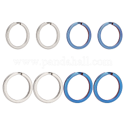 Wadorn 8 pz 4 stili portachiavi divisi in lega di titanio, anelli di salto a doppio anello, colore misto, 16~18 gauge, 20~25x2~2.5mm, diametro interno: 15.5~20mm, singolo filo: 1~1.25mm, 2pcs / style