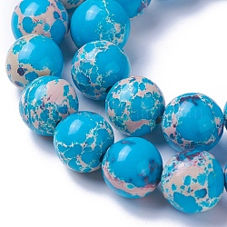 Synthetic Imperial Jasper Bead Strands, Dyed, Round, DeepSky Blue, 8mm, Hole: 1mm, about 50pcs/strand, 15.7inch