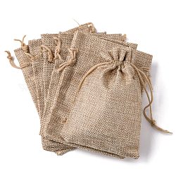 ポリエステル模造黄麻布包装袋巾着袋  淡い茶色  13.5x9.5cm