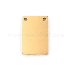 Chapado iónico (ip) 304 encantos de etiqueta en blanco de estampado de acero inoxidable, Corte con laser, encanto rectángulo, dorado, 15x10x1.5mm, agujero: 1.2 mm