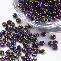Chapado granos de la semilla de cristal, redondo, colorido, 1.5~2x1mm, agujero: 0.6 mm, aproximamente 120000 unidades / bolsa, aproximamente 450 g / bolsa