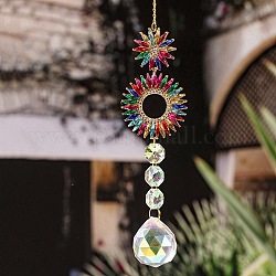 Decorazioni pendenti in cristallo, con accessori metallico, per Casa, decorazione del giardino, sole, 330x45mm