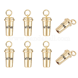 CHGCRAFT 8Pcs 18K Real Gold Plated Coffee Charms Coffee Cup with Word for DIY Jewelry Making Finding Kit