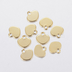 304 charms in acciaio inox, timbratura tag vuoto, cuore, oro, 5.5x6x0.5mm, Foro: 1 mm