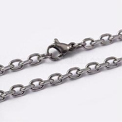 304 in acciaio inossidabile collane a catena cavo, con chiusure moschettone, sfaccettato, colore acciaio inossidabile, 29.13 pollice (74 cm), 4mm