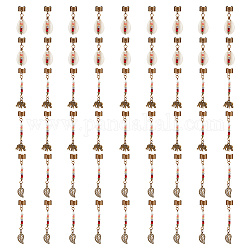 Decoración de colgantes de pelo trenzado de concha de cauri y aleación de estilo tibetano, concha/hoja/elefante, Bronce antiguo, 41~60mm, 3 estilo, 3 piezas / style, 9 PC / sistema