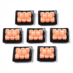 Opaque Epoxy Resin Cabochons, Imitation Food, Sushi, Coral, 23x19.5x11.5mm