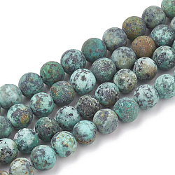 Fili di perle naturali di turchese africano (diaspro), smerigliato, tondo, 8mm, Foro: 1 mm, circa 47pcs/filo, 15.5 pollice