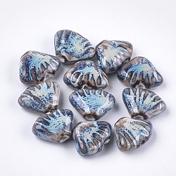 Perles en porcelaine manuelles, fantaisie porcelaine émaillée antique, fan, colorées, 18x22.5~23.5x8.5~9.5mm, Trou: 2.5~3mm
