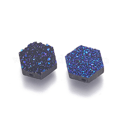 Бусы имитация друзы из драгоценных камней, шестиугольник, темно-синий, 10x10x3.5 мм, отверстие : 1.2 мм