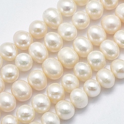 Natural Cultured Freshwater Pearl Beads Strands, Potato, Beige, 7~8x6~7mm, Hole: 0.8mm, about 61pcs/strand, 15.9 inch(40.5cm)