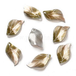 Acrylic Pendants, Leaf, Olive, 26~27x14~15x3~4mm, Hole: 1~1.4mm