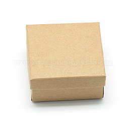 Scatole di cartone per gioielli in carta, Per l'anello, con spugna nera all'interno, quadrato, tan, 7x7x3.5cm