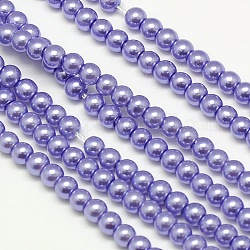 Umweltfreundliche runde Perlenstränge aus gefärbtem Glasperlen, Klasse A, Baumwollkordel Gewinde, mittelschieferblau, 4~4.5 mm, Bohrung: 0.7~1.1 mm, ca. 104 Stk. / Strang, 15 Zoll