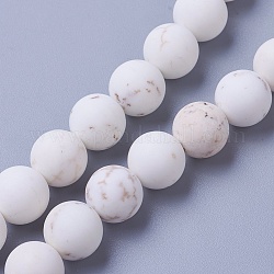 Brins de perles de magnésite naturelle, mat, ronde, 6.5x6mm, Trou: 1mm, Environ 62 pcs/chapelet, 15.2 pouce (38.6 cm)