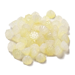 Perlas de acrílico de dos tonos, espaciadamente loto, gasa de limón, 7.5x10.5x10.5mm, agujero: 1.2 mm, aproximamente 1282 unidades / 500 g