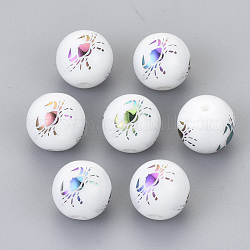 Perles en verre electroplate, rond avec motif de constellations, pourpre plaqué, cancer, 10mm, Trou: 1.2mm
