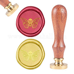 CRASPIRE Wax Seal Stamp Skull Butterfly Vintage Wax Sealing Stamps Animal Retro 25mm Removable Brass Head Wooden Handle for Envelopes Invitations Wine Packages Greeting Cards Weeding