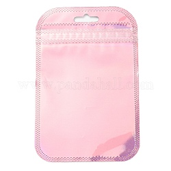 Bolsas con cierre zip yinyang de embalaje láser de plástico, bolsas superiores autoselladas, Rectángulo, rosa, 13x8.5x0.15 cm, espesor unilateral: 2.5 mil (0.065 mm)