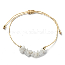 Armbänder aus geflochtenen Perlen mit natürlichen Mondsteinsplittern, Verstellbares Armband aus Nylonschnüren, Innendurchmesser: 3-1/4 Zoll (8.1 cm)