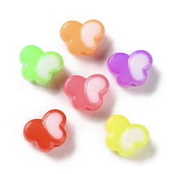 Perles acryliques opaques bicolores, imitation gelée, papillon, couleur mixte, 13.5x17.5x9.8mm, Trou: 2.8mm, environ 333 pcs/500 g