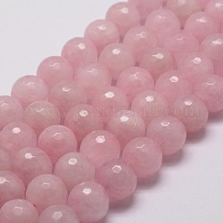 Natürlichen Rosenquarz Perlen Stränge, facettiert, Runde, 6 mm, Bohrung: 1 mm, ca. 61 Stk. / Strang, 14.9 Zoll ~ 15.1 Zoll