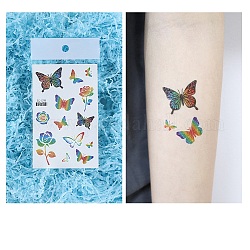Autocollants en papier de tatouages temporaires amovibles drapeau arc-en-ciel de fierté, papillon, 12x7.5 cm