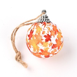 Schaumstoffball, mit Plastik- und Stoffbesatz, Weihnachtsbaum Dekorationen, mit Hanfseil, Runde, Blattmuster, 133 mm